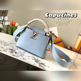 LV Capucines мини-сумка, модель M55921, цвет «туманный синий» с з