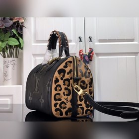 LV SPEEDY BANDOULIèRE 25 Сумка черная с леопардовым принтом Сумка