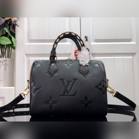 LV SPEEDY BANDOULIèRE 25 Сумка черная с леопардовым принтом Сумка