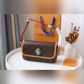 LV Подержанная сумка через плечо с маленькими золотыми пуговицам