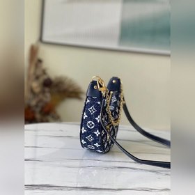 LV полукруглая сумка-багет, модель M81166, джинсовый синий Сумка