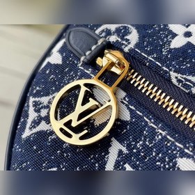 LV полукруглая сумка-багет, модель M81166, джинсовый синий Сумка