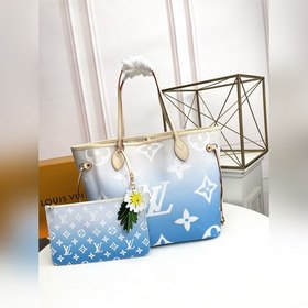 Средняя сумка LV Neverfull, модель M45680, синяя Сумка Neverfull