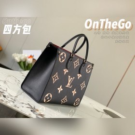 Средняя сумка LV OnTheGo, модель M45495, черная с принтом Средняя