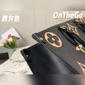 Средняя сумка LV OnTheGo, модель M45495, черная с принтом Средняя