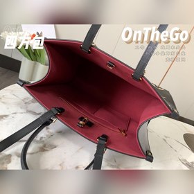 Средняя сумка LV OnTheGo, модель M45495, черная с принтом Средняя