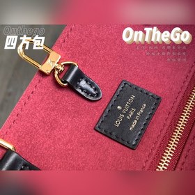 Средняя сумка LV OnTheGo, модель M45495, черная с принтом Средняя