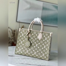 Сумка LV OnTheGo, модель M46060, зеленая с белым Сумка OnTheGo и