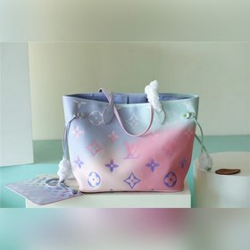 Средняя сумка LV Neverfull в розово-голубом цвете Сумка Neverfull
