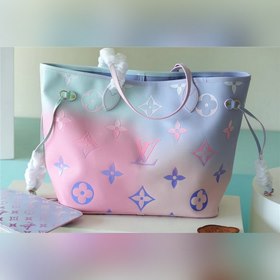 Средняя сумка LV Neverfull в розово-голубом цвете Сумка Neverfull