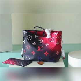Сумка LV Neverfull среднего размера, розово-синяя Сумка Neverfull