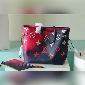 Сумка LV Neverfull среднего размера, розово-синяя Сумка Neverfull