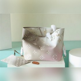 Сумка LV Neverfull среднего размера, светло-зеленая с розовым Сум