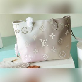 Сумка LV Neverfull среднего размера, светло-зеленая с розовым Сум