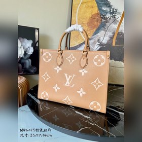 LV Модель M46015 Коричневая сумка ONTHEGO среднего размера с шелк
