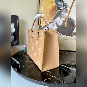 LV Модель M46015 Коричневая сумка ONTHEGO среднего размера с шелк
