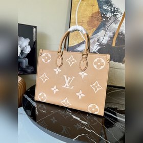LV Модель M46015 Коричневая сумка ONTHEGO среднего размера с шелк