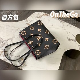 Средняя сумка LV OnTheGo Tote, модель M45495, черная с принтом  