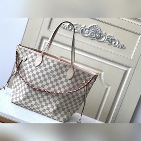 Классическая сумка LV Neverfull, модель N45295, бело-розовый, пле