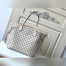 Классическая сумка LV Neverfull, модель N45295, бело-розовый, пле