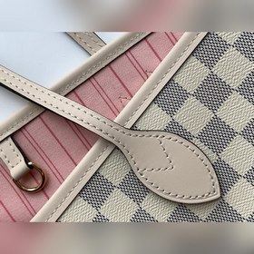 Классическая сумка LV Neverfull, модель N45295, бело-розовый, пле