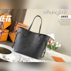 Средняя сумка LV Neverfull, модель M45685, черная с тиснением Эт