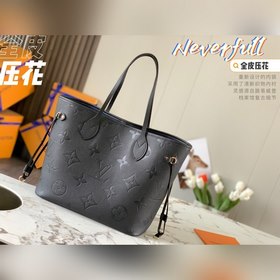 Средняя сумка LV Neverfull, модель M45685, черная с тиснением Эт