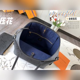 Средняя сумка LV Neverfull, модель M45685, черная с тиснением Эт