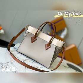 LV Сумка On My Side, модель M53826, слоновая кость с вышивкой С