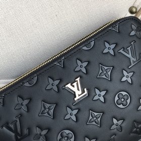 LV Ручная сумка с двойной молнией из импортной кожи верхнего слоя