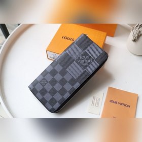 LV Модель N60442 Кошелек с прямой застежкой-молнией Этот прямой