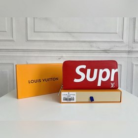 LV Модель M67541 Кошелек с одной молнией и логотипом Supreme Нов