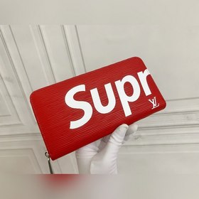 LV Модель M67541 Кошелек с одной молнией и логотипом Supreme Нов