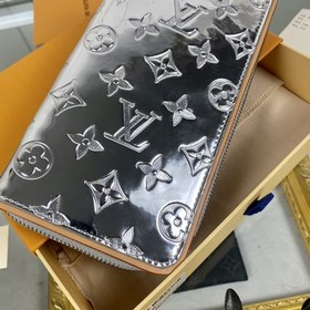 LV Модель M80808 Серебристый зеркальный кошелек с одной молнией С