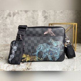 LV Модель N58040 Черный шелкография Мужской комплект из трех пре