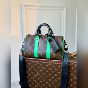 Дорожная сумка LV Keepall, модель M46249, старый принт/зеленый К