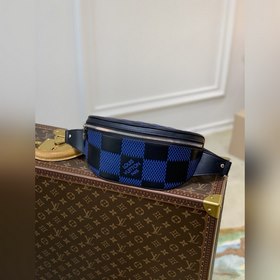 Поясная сумка LV Campus, модель N50022, синяя с тиснением Новая