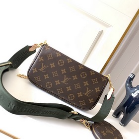 LV Модель M44813 Зеленая сумка с цепочкой через плечо Кожа являет