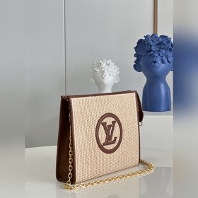 LV Сумка с плетеным цепочкой из рафиа Модель M81366 коричневая С
