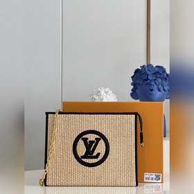 LV Сумка с плетеным цепочкой из рафиа, модель M81366, черная Сум