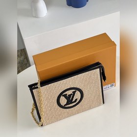 LV Сумка с плетеным цепочкой из рафиа, модель M81366, черная Сум