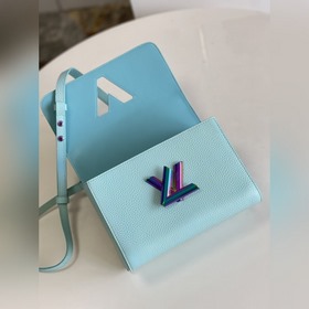 Средняя сумка LV Twist, модель M50282, перламутрово-синяя, полнос