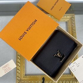 LV Модель M62157 Черный Кожаный кошелек с тремя складками Эта эле