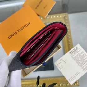 LV Модель M62157 Черный Кожаный кошелек с тремя складками Эта эле