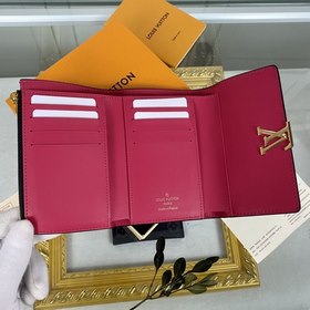 LV Модель M62157 Черный Кожаный кошелек с тремя складками Эта эле