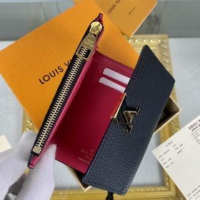 LV Модель M62157 Черный Кожаный кошелек с тремя складками Эта эле