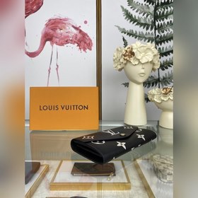 Кошелек LV с застежкой-молнией, модель M81049, черный, полностью 