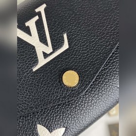 Кошелек LV с застежкой-молнией, модель M81049, черный, полностью 