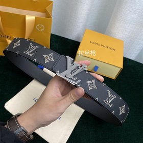 LV мужской двусторонний ремень С вышитым шелковым принтом Monogra