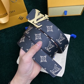 LV мужской двусторонний ремень С вышитым шелковым принтом Monogra